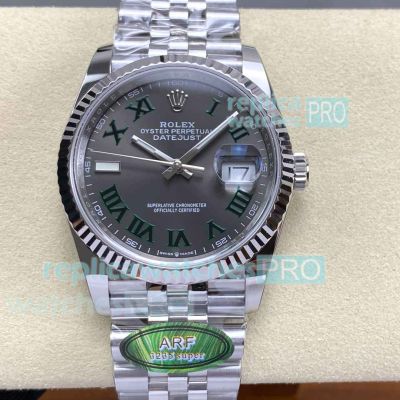 Swiss Clone ARF Rolex Datejust 36mm Green Roman Dial Cal.3235 Stainless Steel Watch 